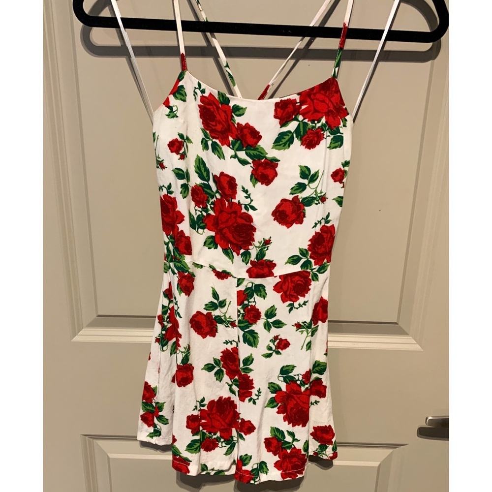 H&M White romper with roses